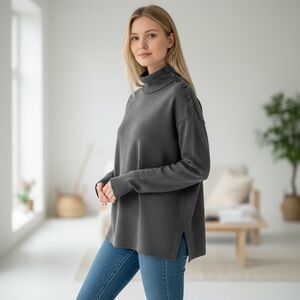 NEW MAX STUDIO Gray Long Sleeve Top